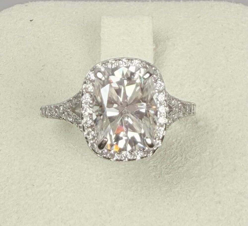 Genuine Moissanite 3 CT Cushion S925 Ring Size 5, 6, 7 or 8.5